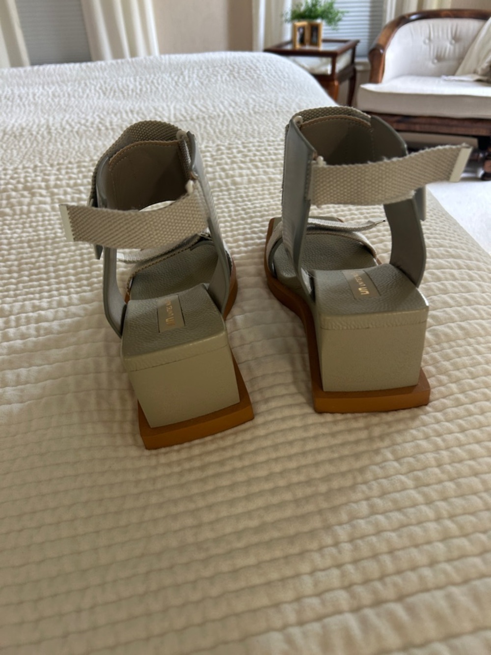 United Nude Neutral Gray-Tan Wedge Sandals - Picture 4 of 5